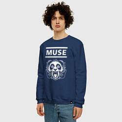 Свитшот хлопковый мужской Muse rock panda, цвет: тёмно-синий — фото 2