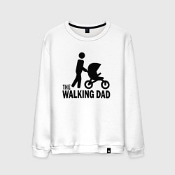 Свитшот хлопковый мужской The walking dad with child, цвет: белый