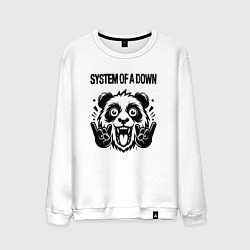 Свитшот хлопковый мужской System of a Down - rock panda, цвет: белый