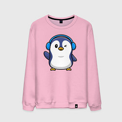 Свитшот хлопковый мужской Привет от пингвина, цвет: светло-розовый