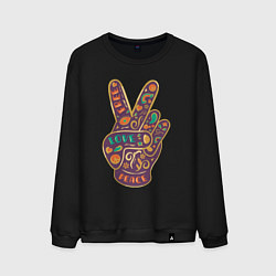 Свитшот хлопковый мужской Free love peace, цвет: черный