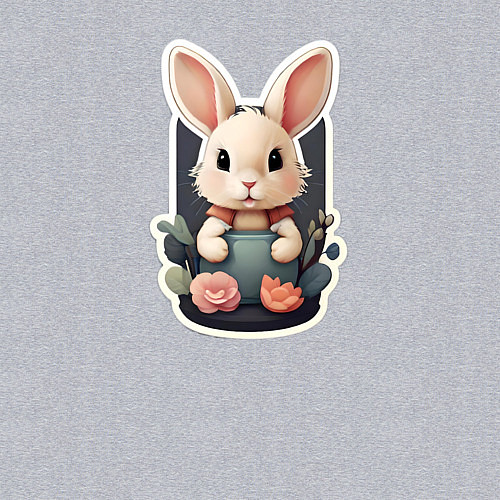 Мужской свитшот Маленький пушистый кролик / Меланж – фото 3