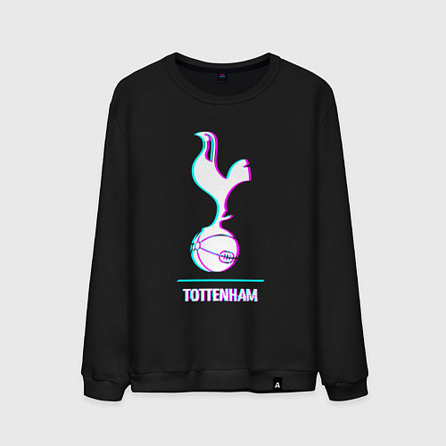 Мужской свитшот Tottenham FC в стиле glitch / Черный – фото 1