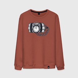 Свитшот хлопковый мужской Динамит с будильником, цвет: кирпичный