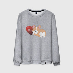 Свитшот хлопковый мужской Спящий корги с сердцем, цвет: меланж