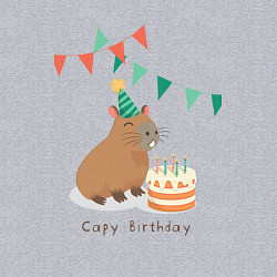 Свитшот хлопковый мужской Capy birthday капибара, цвет: меланж — фото 2