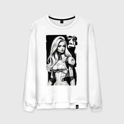 Мужской свитшот Barbie - sketch ai art / Белый – фото 1