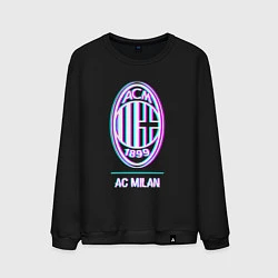 Свитшот хлопковый мужской AC Milan FC в стиле glitch, цвет: черный