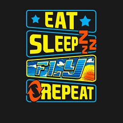 Свитшот хлопковый мужской Eat sleep fly, цвет: черный — фото 2