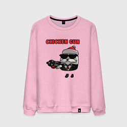 Свитшот хлопковый мужской Chicken gun santa, цвет: светло-розовый