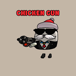 Свитшот хлопковый мужской Chicken gun santa, цвет: миндальный — фото 2