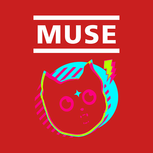 Мужской свитшот Muse rock star cat / Красный – фото 3
