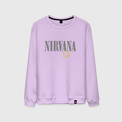 Свитшот хлопковый мужской Nirvana logo smile, цвет: лаванда