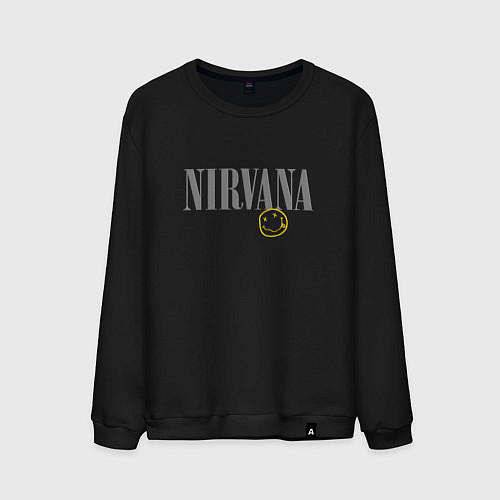 Мужской свитшот Nirvana logo smile / Черный – фото 1