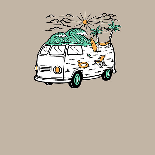 Мужской свитшот Summer trip VW / Миндальный – фото 3