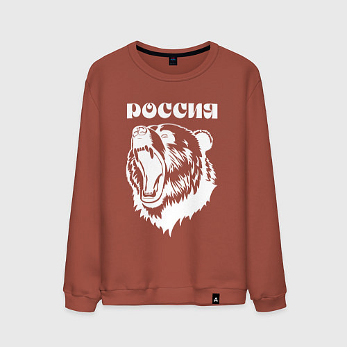 Мужской свитшот Ревущий медведь Россия / Кирпичный – фото 1