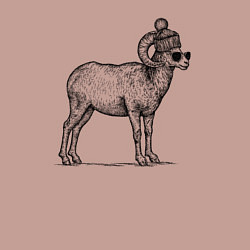 Свитшот хлопковый мужской Баран в шапке с помпоном, цвет: пыльно-розовый — фото 2