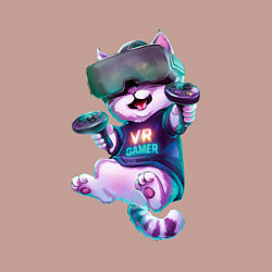 Свитшот хлопковый мужской Кот-геймер в VR-шлеме, цвет: пыльно-розовый — фото 2