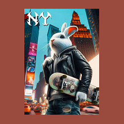 Свитшот хлопковый мужской Cool hare with a skateboard - ai art, цвет: кирпичный — фото 2