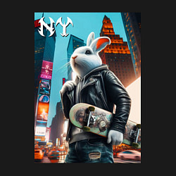 Свитшот хлопковый мужской Cool hare with a skateboard - ai art, цвет: черный — фото 2