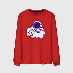 Свитшот хлопковый мужской Космонавт на облачке, цвет: красный