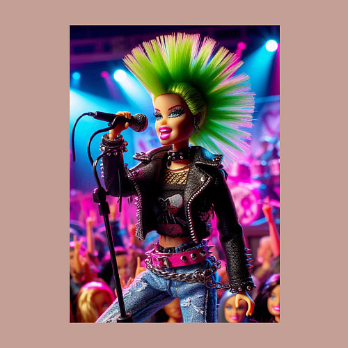 Мужской свитшот Барби панк певица - нейросеть / Пыльно-розовый – фото 3