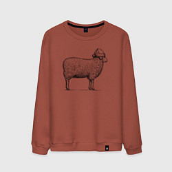 Свитшот хлопковый мужской Овечка новогодняя, цвет: кирпичный
