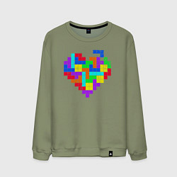 Свитшот хлопковый мужской Color tetris, цвет: авокадо