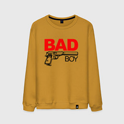 Свитшот хлопковый мужской Bad boy with gun, цвет: горчичный