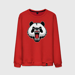 Свитшот хлопковый мужской Сердитая панда, цвет: красный