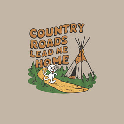 Свитшот хлопковый мужской Country roads lead me home, цвет: миндальный — фото 2