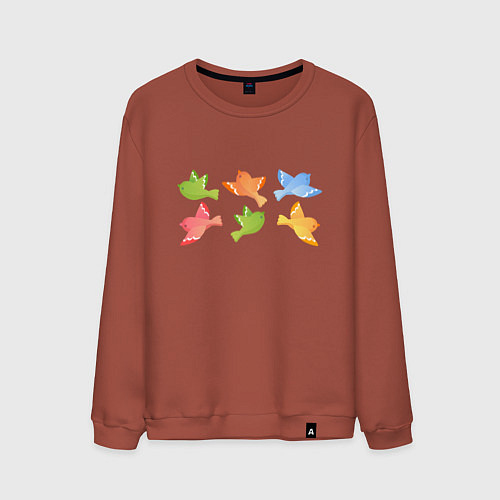Мужской свитшот Шесть птичек / Кирпичный – фото 1
