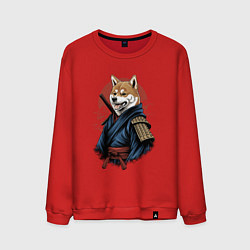 Свитшот хлопковый мужской Собака Сиба-ину самурай, цвет: красный