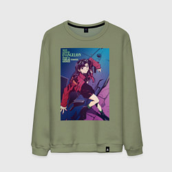 Свитшот хлопковый мужской Евангелион Мисато Кацураги, цвет: авокадо