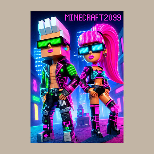 Мужской свитшот Barbie and Ken - Minecraft 2099 ai art collaborati / Миндальный – фото 3