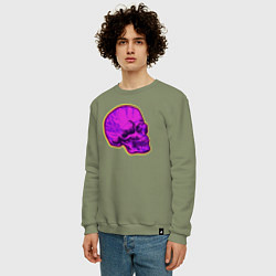 Свитшот хлопковый мужской Пурпурный череп, цвет: авокадо — фото 2