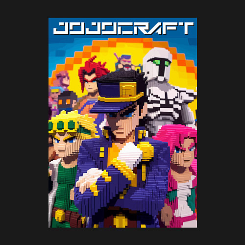 Мужской свитшот Minecraft and Jojo collaboration - ai art / Черный – фото 3