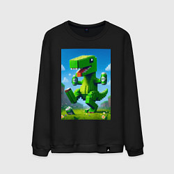 Свитшот хлопковый мужской Пивозаврик с банками пивасика - кубический Майнкра, цвет: черный