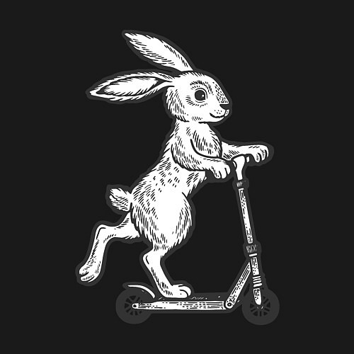 Мужской свитшот Зайчик с самокатом / Черный – фото 3