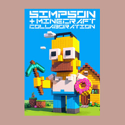 Свитшот хлопковый мужской Homer Simpson and Minecraft - collaboration ai art, цвет: пыльно-розовый — фото 2