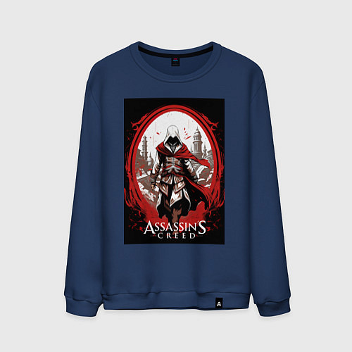 Мужской свитшот Assassins creed портал времени / Тёмно-синий – фото 1