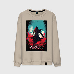 Мужской свитшот Assassins creed red blue abstract