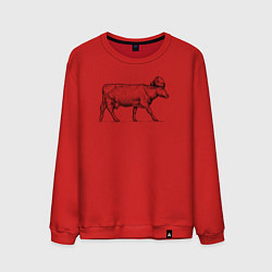 Свитшот хлопковый мужской Корова новогодняя, цвет: красный