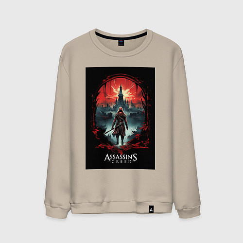 Мужской свитшот Assassins creed загадочный город / Миндальный – фото 1