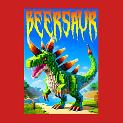 Свитшот хлопковый мужской Пивозавр - мем нейросеть Майнкрафт, цвет: красный — фото 2