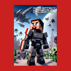 Свитшот хлопковый мужской Mass effect and Minecraft - collaboration, цвет: красный — фото 2