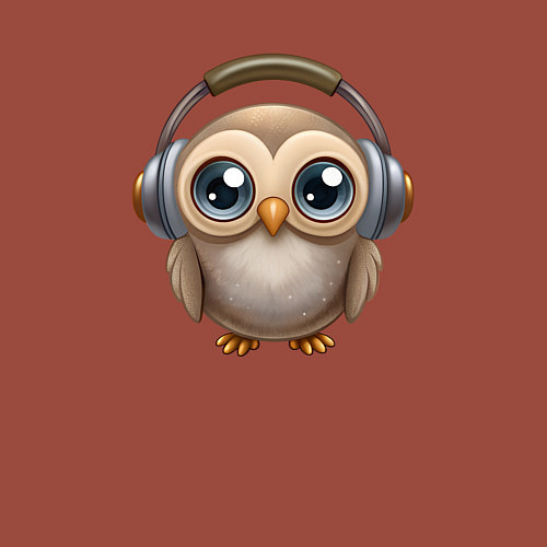 Мужской свитшот Совенок в наушниках слушает музыку / Кирпичный – фото 3