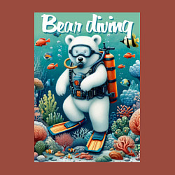 Свитшот хлопковый мужской Polar bear diving - ai art, цвет: кирпичный — фото 2