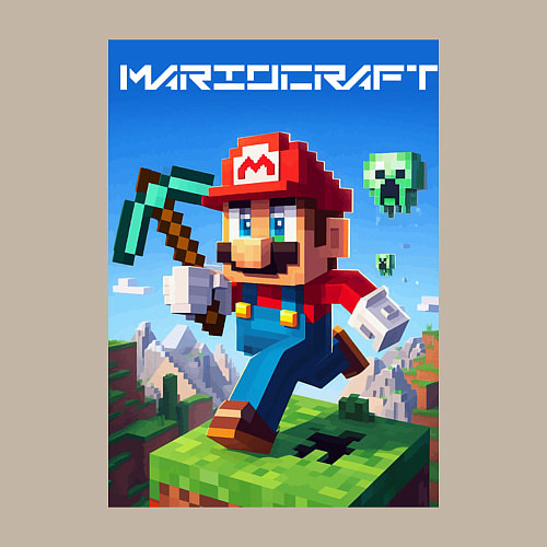 Мужской свитшот Minecraft and Mario - ai art collaboration / Миндальный – фото 3