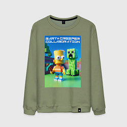 Свитшот хлопковый мужской Bart and Creeper - collaboration ai art, цвет: авокадо